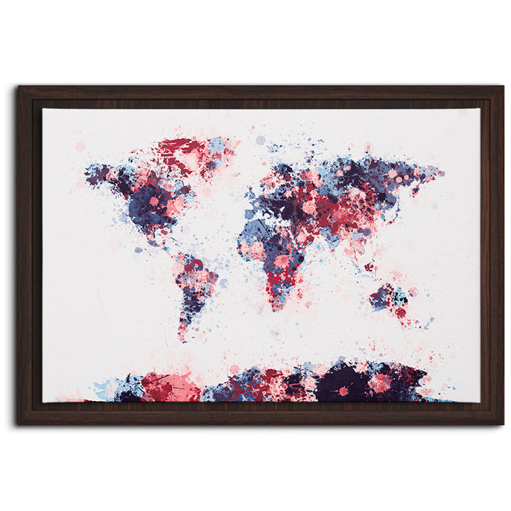 Premium Canvastavla - Världskarta Abstrakt Rödblå (Karta, Världen)